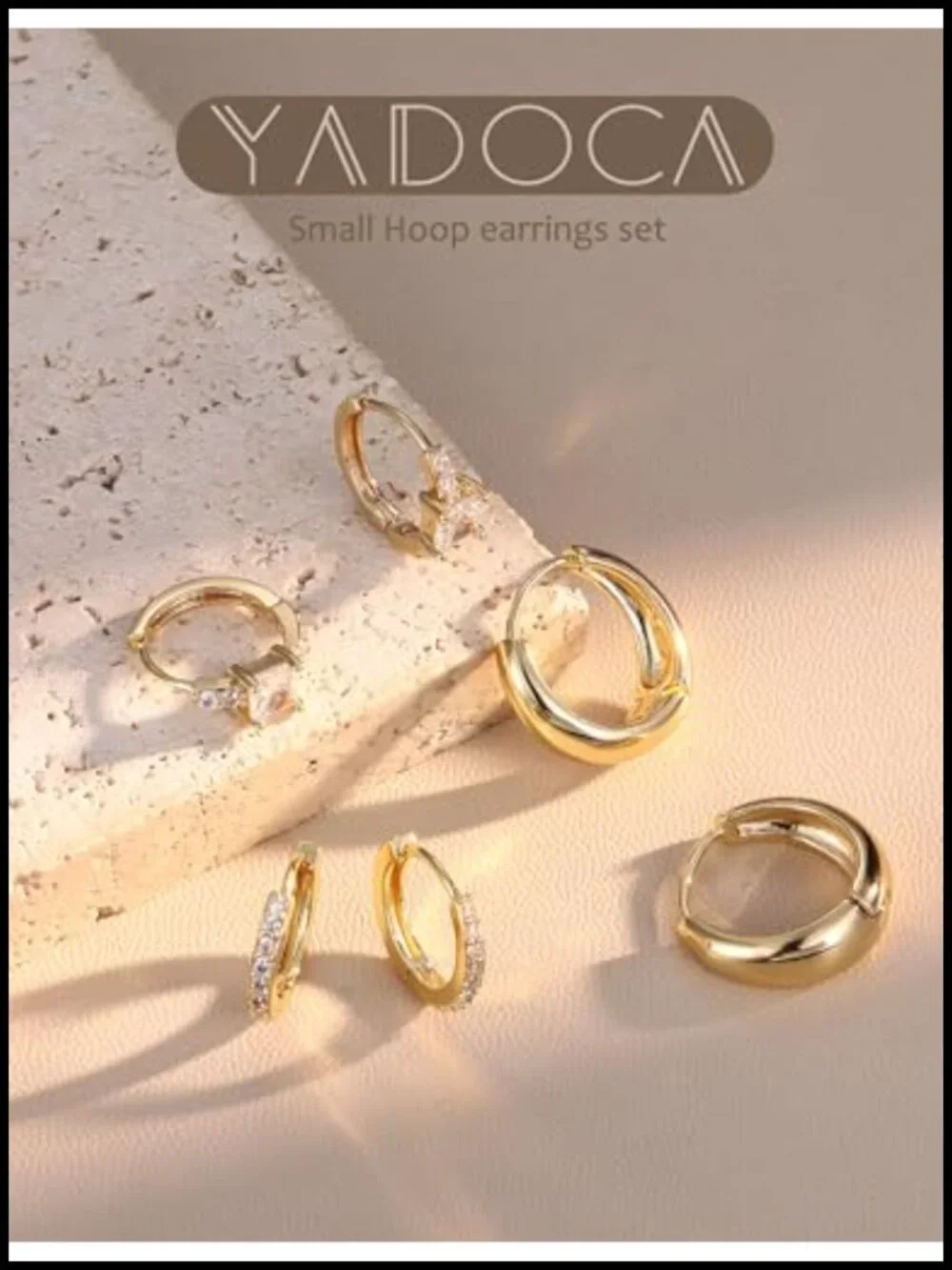 13 Pairs Gold Earring Set, Stud Hoop & Cartilage Earrings, Hypoallergenic, 14k